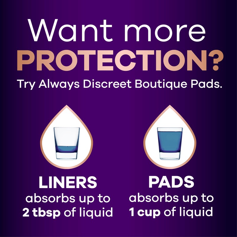 Always Discreet Boutique Incontinence Panty Liners for Bladder Leaks, Size