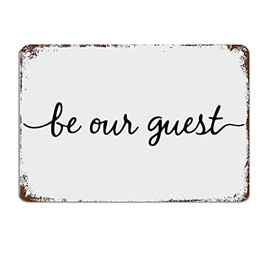Viewkedt Guest Room Decor be Our Guest Sign Framed Sign Metal Sign Motivational Wall Art Rustic Wall Decorations for Living Room Kitchen Wall Hanging Signs Wall Sign Housewarming Gift 8x6 inch