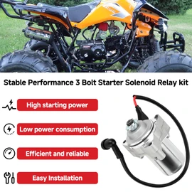 GREHUA 3 Bolt Starter Motor & Solenoid Relay Compatible with Tao tao Coolster 125cc 110cc 50cc Coleman Kazuma Baja Vitacci 4 Wheeler Quad Chinese ATV Parts Sandrail Roketa SSR Lifan Go Kart Pit Bike