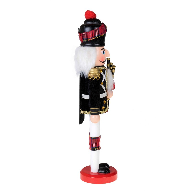 Clever Creations Platinum Scottish Bagpiper 14 Inch Traditional Wooden Nutcracker,