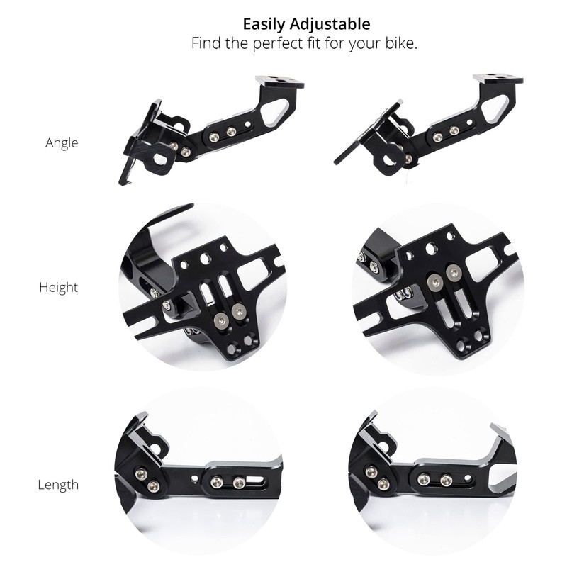 Kronox Motorcycle License Plate Bracket - Universal Fender Eliminator Kit
