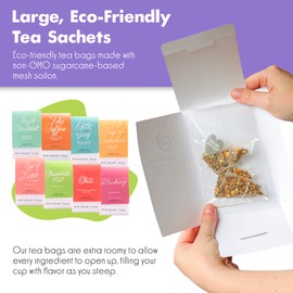 Big Heart Tea Co. Tea Bags Sampler Set - Certified Organic, Ayurvedic Herbal Tea - Small Batch Ground Herbs, Florals, Spices in Zero Plastic Sachets - Healthy Tea Variety Pack - 8 Flavors, 16 Pack
