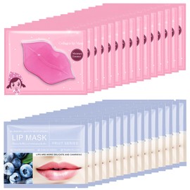 Felico 30PCS Lip Mask, Collagen Crystal Pink Care Gel Pads for Moisturizing,Reducing Chapped,Smoothing,Fine Lines,Remove Dead Skin Moisture Essence Make Your Dry Lips Attractive Sexy Blueberry