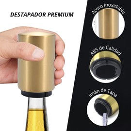 Novotend - Destapador de Cerveza Magnetico, Abridor de Botellas Automatico de Acero Inoxidable, Abrebotellas de Cerveza Facil de Usar, Abre Sodas Regalo para Hombre (Dorado)
