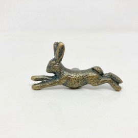 Antique Brass Animal Inspired Rabbit Design Knobs - Iron Drawer, Vanity, Wardrobe, Door, Cabinet & Cupboard Knobs - Bronze for Dressers, Chests, Children’s Bedrooms - Handcrafted