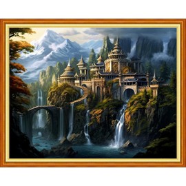 Magxvouy Cross Stitch Kits Stamped Full Range of Embroidery Kits,Cross Stitch Patterns Needlework Kits for Beginners 11CT Printed Kits&Magic Castle 16x20 inch