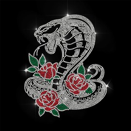 ANATTASOUL Iron On Rhinestone Transfer Sticker Crystal Iron-On Sticker Snake Cobra Rose Hotfix Bling Rhinestone Patch For Clothing Hat Carry Bag DIY Crafts Gifts Festival