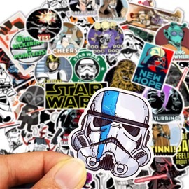 Cartoon Star War Stickers for Kids, 50pcs Vinyl Waterproof Cool Movie Decal for Water Bottle Laptop Toy Sticker for DIY Decorate Bumper Phone Hard Hat Kids Teens Gifts