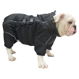 Dogs Waterproof Jacket, Lightweight Waterproof Jacket Reflective Safety Dog Raincoat Windproof Snow-Proof Dog Vest for Pugs English French Bulldog American Pit Bull Black B-M