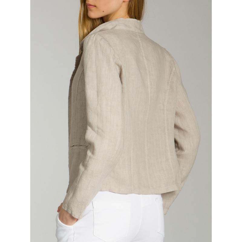 Caspar BZR004 Short Women's Linen Summer Blazer, beige