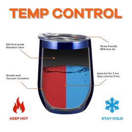 COMOOO Stainless Steel Wine Tumbler Glasses Bulk with Lid and Straw 12oz Double Wall Vacuum Insulated Tumbler Cup Stemless for Hot and Cold Drinks, Coffee, Wine, Cocktails (Royal blue , 8 Pack)