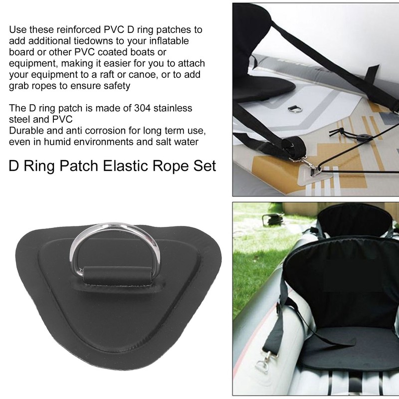 6Pcs PVC D Ring Patch Elastic Rope Set Stainless Steel