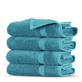 Towel Bazaar Premium Cotton Super Soft and Absorbent Turkish Towels (4-Piece Washcloth, Aqua Blue)