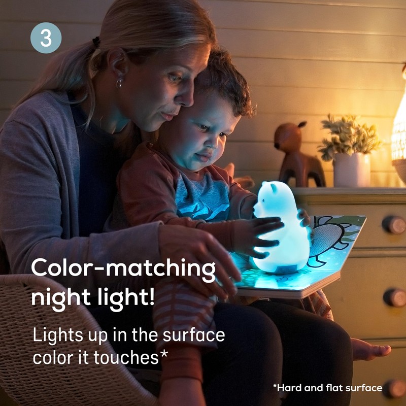 Angelcare Lumicolor Bear Baby Night Light, Color-Changing and Rechargeable Kids