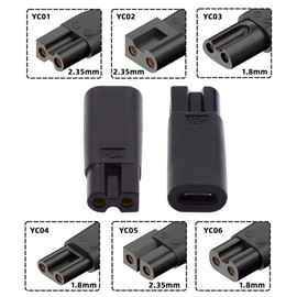 xiwai 6 unidades de repuesto de alimentación CC 5 V cargador USB USB-C hembra a 2 pines para cortapelos eléctricos, instrumentos de belleza, recortadoras de barba, afeitadoras