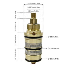 All-Copper Thermostatic Valve Core, Thermostatic Filter Element for Bathtub Faucet Shower Valve, Household Thermostatic Faucet Solar Thermostatic Valve Hot and Cold Thermostatic Valve Core