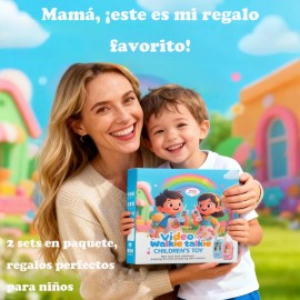 Autgar®walkie-talkie Video Infantil: Pack De 2, Recargable Con Pantalla, Juguete Interior/exterior, 4 Efectos De Voz, Ideal Para Juegos Familiares Y Actividades Al Aire Libre, 3-8 Años (azul/rosa)