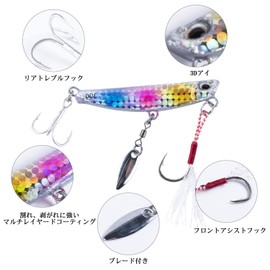 Goture Metal Jig Set Light Shore Jigging 10g/15g/20g/25g/30g/40g Sea Bass Flounder Blue with Assist Hook Set of 4 Lure (10g)