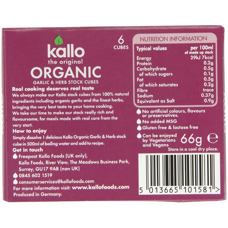 Kallo Garlic & Herb Stock Cubes 66g - CLF-KAL-KC54
