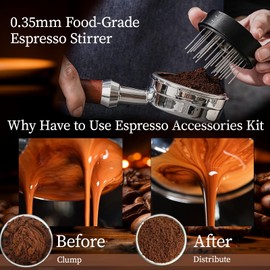 DiatZeno 53MM Espresso Tools - Professional WDT Tool, Coffee Distributor & Tamper with 3-in-1 Design, 306 Stainless Steel Barista Essentials for Home Coffee Brewing, Beginner-Friendly Accessories