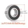 Yeanifeana 24PCS 608-RS Ball Bearing, Double Rubber Sealed Shielded Miniature