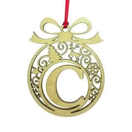 Laser cut Christmas tree bauble decoration: Letter C