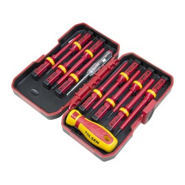 Tolsen 13pcs VDE Insulated Screwdriver Set Interchangeable in Case Magnetic Tip 1000V