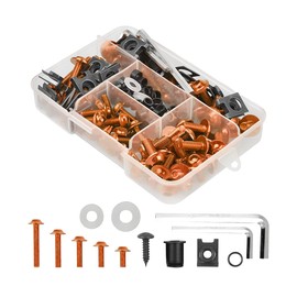 Motorcycle Fairing Bolt Kit, 177pcs M5 M6 Motorcycle Windscreen Screws, Aluminum Fasteners Fairing Bolts Nut Clips Kit, Mounting Kits Washers Nuts Screws Assortment for Sport Bikes (Orange)