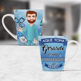 Taza El Mejor Fisioterapeuta Del Mundo Personalizada Cónica 12 Oz M529
