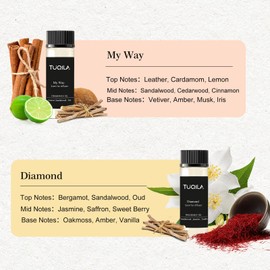 Tuqila Waterless Diffuser Essential Oil Set(6X 20mL), Hotel Luxury Aroma Scent Oil My Way, Diamond, Hope, Infinity, White Tea, Usage Cold Air Diffuser Oils Aromatherapy for Home, Office, Car