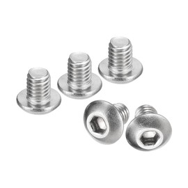 uxcell #10-32x1/4" Button Head Socket Cap Screws, 10pcs 304 Stainless Steel Fasteners Hex Bolts Screws, Full Thread Hex Drive Screws
