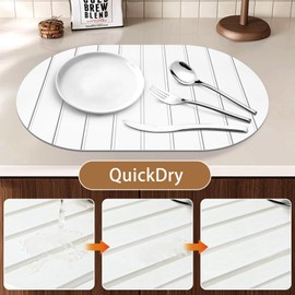 Stone Drying Mat for Kitchen Counter, Large Collapsible Diatomite Dish Drying Mat with Non-slip Pads and Sandpaper, Absorbent Bath Mat for Kitchen Dishes Bottles Cups Bathroom Countertop, 23" x 15.3"