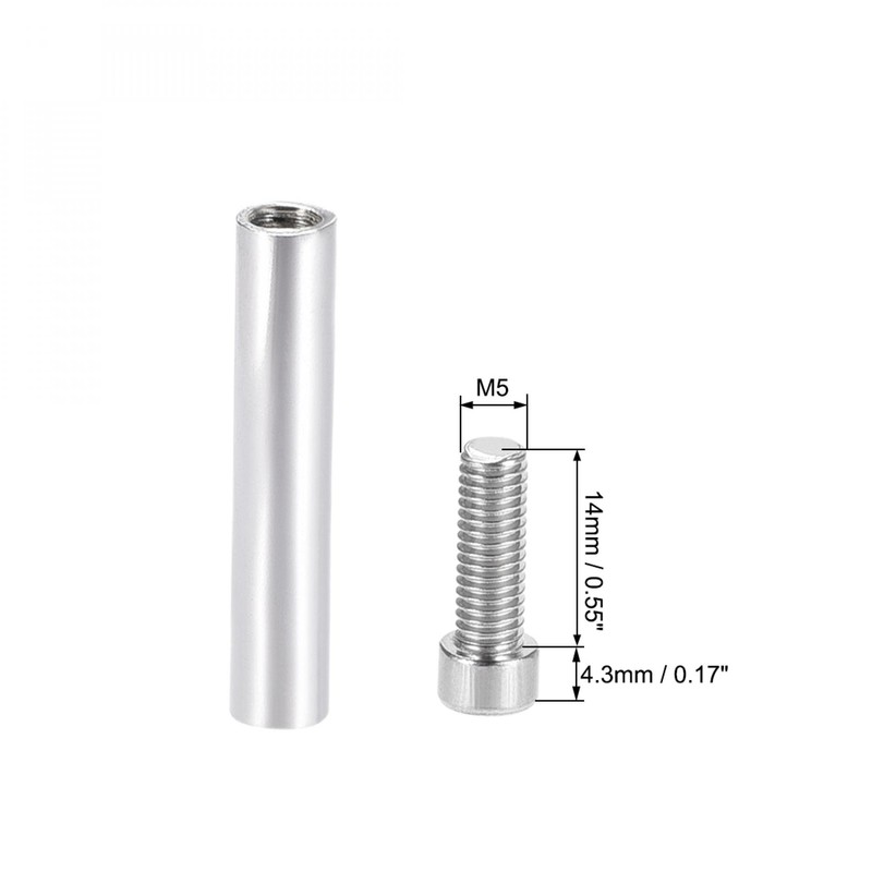 sourcing map 1/4 Dia x 2-3/4"(6.8x70mm) Standoff Screws Wall Mount