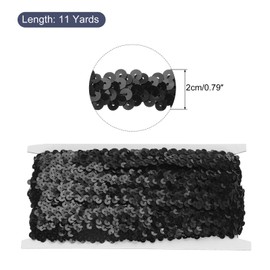 MECCANIXITY 11 Yards 0.8 Inch Elastic Sequins Trim 2 Row Flat Sequin Strip Paillette Sequins Fabric Ribbon for Crafts DIY Sequin Fringe Sewing Black