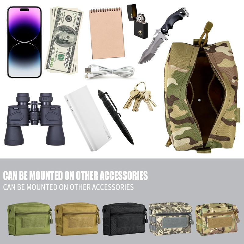 bvya 2 Pack Tactical Molle EDC Pouch Multi-Purpose Admin Pouch