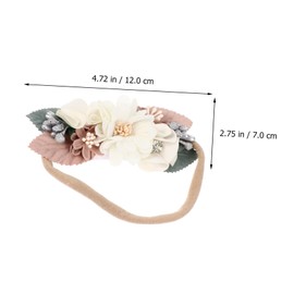 Vaguelly 3Pcs Headbands with Pearl Flower Design Adorable Hair Accessories for Hundred Days Photo Sessions Pink and Beige
