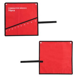 Wrench Roll Bag 6-25 Pockets Roll Up Tool Bag Red Canvas Wrench Roll Bag for DIY, Electricians, Craftsmen (10 Pockets)