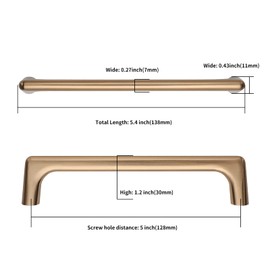 Asidrama 20 Pack 5 Inch(128mm) Champagne Bronze Cabinet Pulls Cabinet Handles Cupboard Handles Kitchen Cabinet Hardware for Cupboard Drawer Pulls