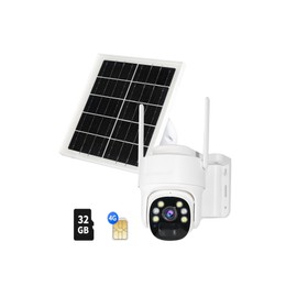 4G LTE Cellular Security Camera (No WiFi, Data Plan Required), Solar-Powered Wireless Outdoor Camera, 3MP HD 360° PTZ, Color Night Vision, 2-Way Audio, IP65 Weatherproof, 32GB SD Card Included