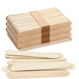 Pack of 150 wooden sticks, wooden mouth spatulas, various wooden spatulas waxing, disposable cosmetic spatulas for hair removal, with round, cleanly cut edges, also ideal for crafts, 1.8 cm x 15 cm