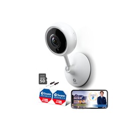 Swann Automatic Tracking Full HD WiFi Camera, 1080p, 2MP (1920 x 1080 Pixels), Security, Small Camera, 32 GB SD Card Included, Indoor Specifications, Infrared Night Vision, SWIFI-TRACKCM, Voice
