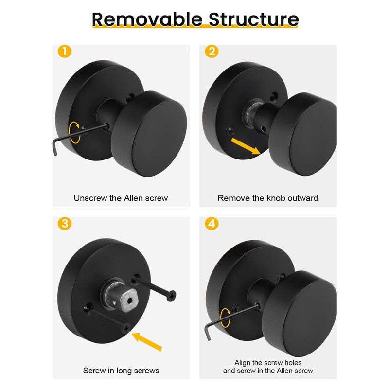 goldenwarm Black Closet Door Knobs, Heavy Duty Zinc-Alloy Passage Matte