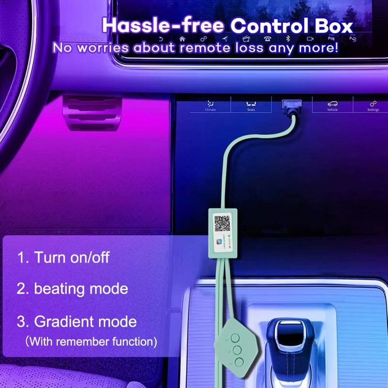 USB_Car LED Ambient Dashboard Lights RGB Interior App Remote Control