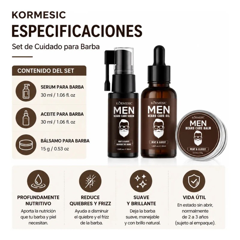 Kit 3 Piezas Crema Para Cuidado Personal Cabello Y Barba