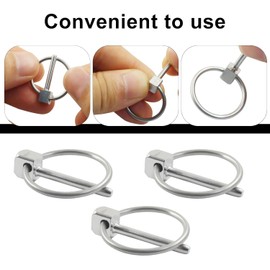 4 Pack Stainless Steel Linch Pins with Ring, Round Shaft Self-Locking Linch Pin for Trailer, Trolley, Mower, Boat and Agricultural Equipment (1-3/16")