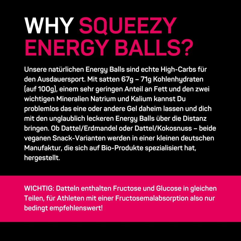 Squeezy Energy Balls (Dat/Erdanut) 10 x 50 g - High-Carb