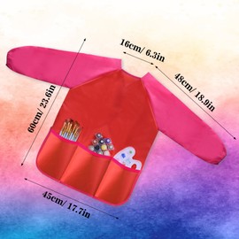 PLULON Kids Art Smock Waterproof Art Smock for Painting, Kids Apron Paint Smock 3 Pockets for Kids Art Aprons Art Supplies for Kids 3-5 Kids Painting Supplies, Kids Birthday Gifts, Paint Party Favors