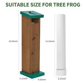 Tree Frog House for Many Species of Tree Frogs, Deluxe Wood Tree Frog Nest Frog Habitat Frog Shelter for Outside Garden, Indoor Breeding (Brown)