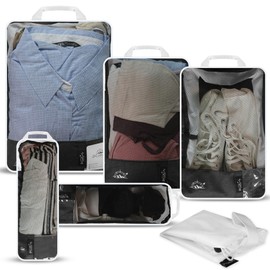 Wanderly Gear Compression Packing Cubes (Black/White 6 piece set)