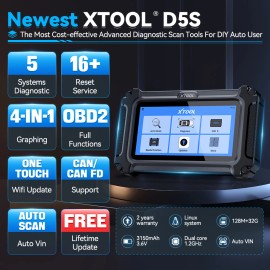 D5S Car Diagnostic Tool Code Reader OBD2 Scanner for All Car with 16 Resets FCA CAN FD for GMScreen Size: 5.45", Power Source: Battery Powered